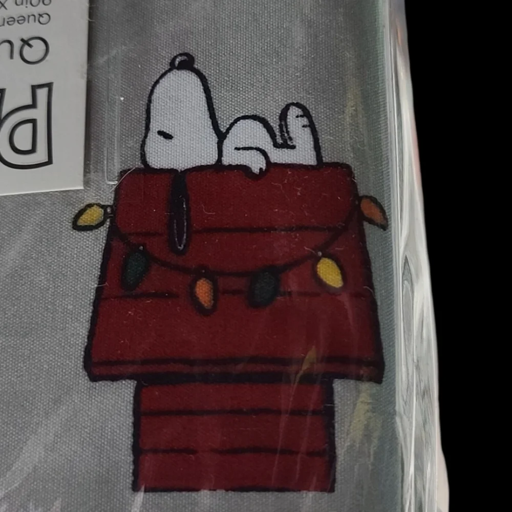 4pc Peanuts Snoopy & Woodstock Christmas Queen Bed Snowflake Sheet Set Decor NEW